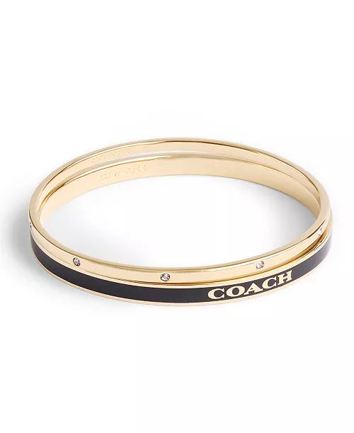 Faux Stone Enamel Signature Bangle Bracelet Set