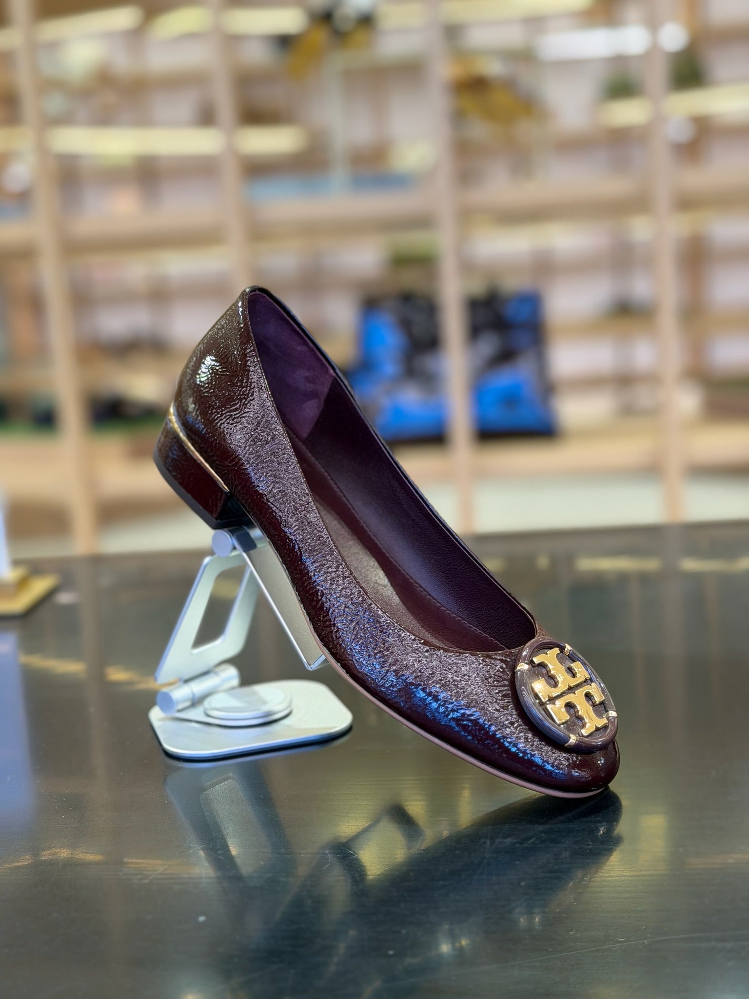 Chelsea Cap Toe Leather Ballet Flat Burgundy
