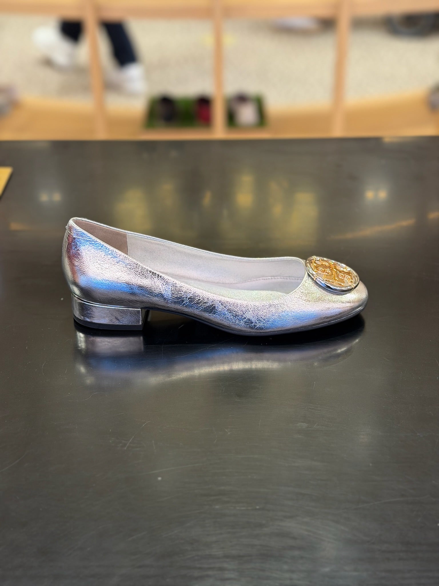 Chelsea Cap Toe Leather Ballet Flat Metallic