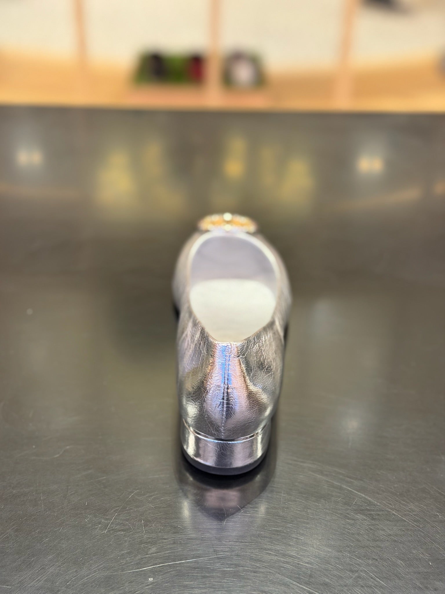 Chelsea Cap Toe Leather Ballet Flat Metallic