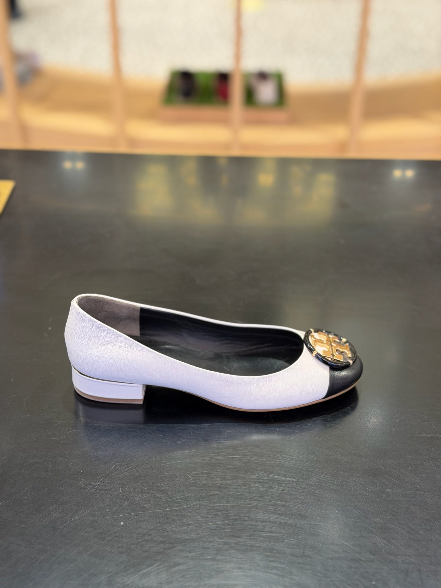 Chelsea Cap Toe Leather Ballet Flat Ivory