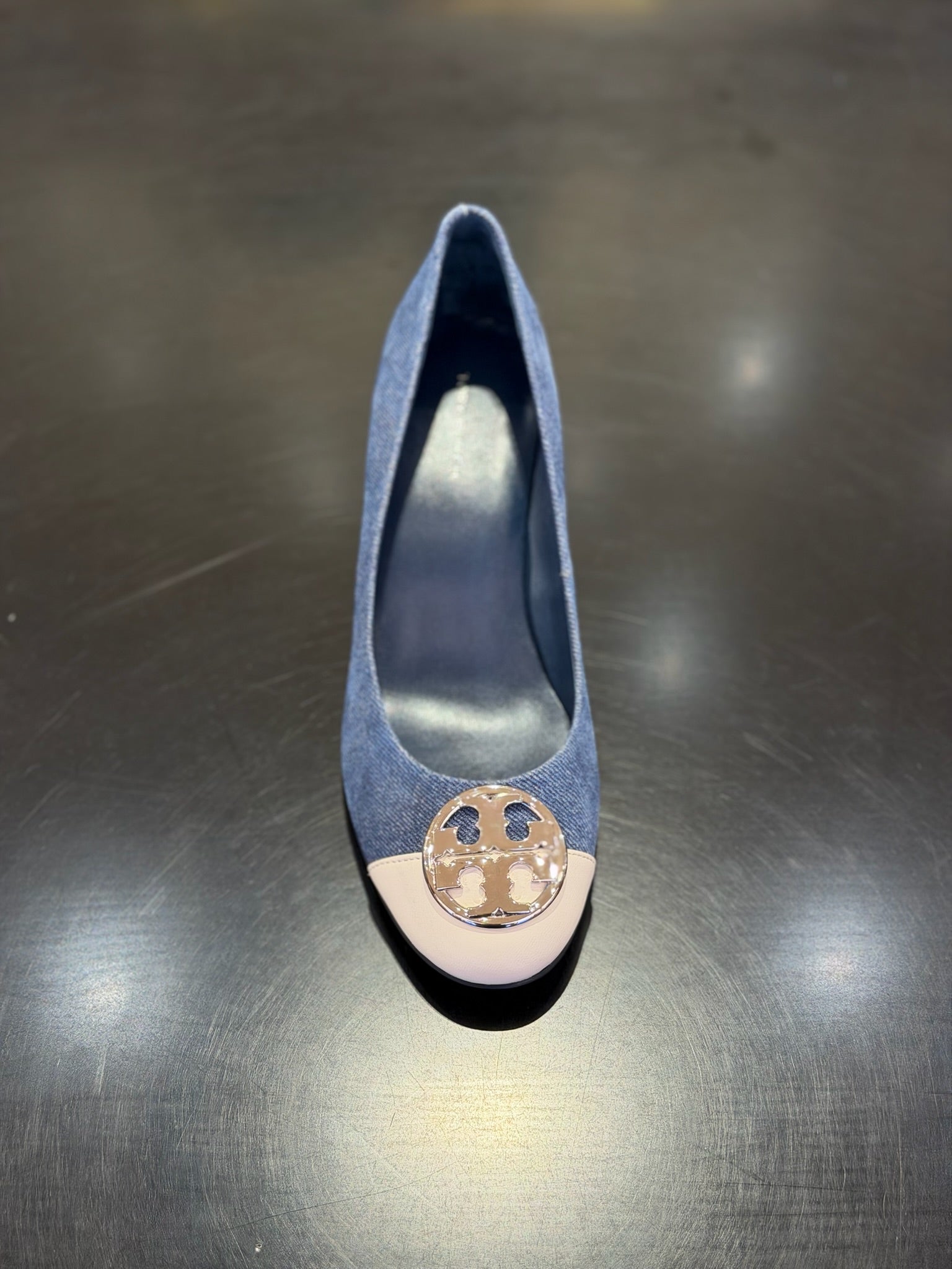 Chelsea Block Heel Pumps Denim