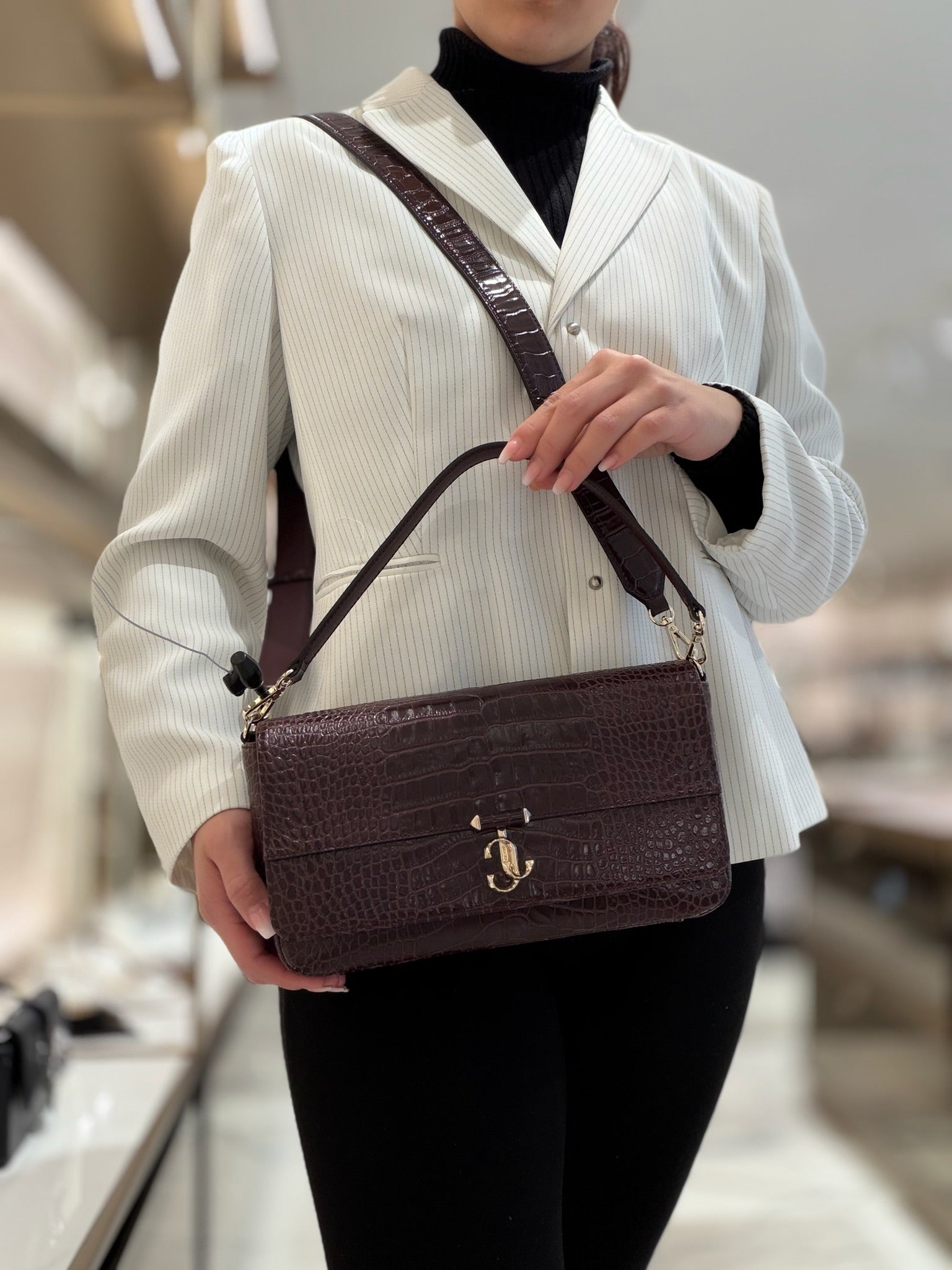 Croc Embossed Leather Crossbody bag