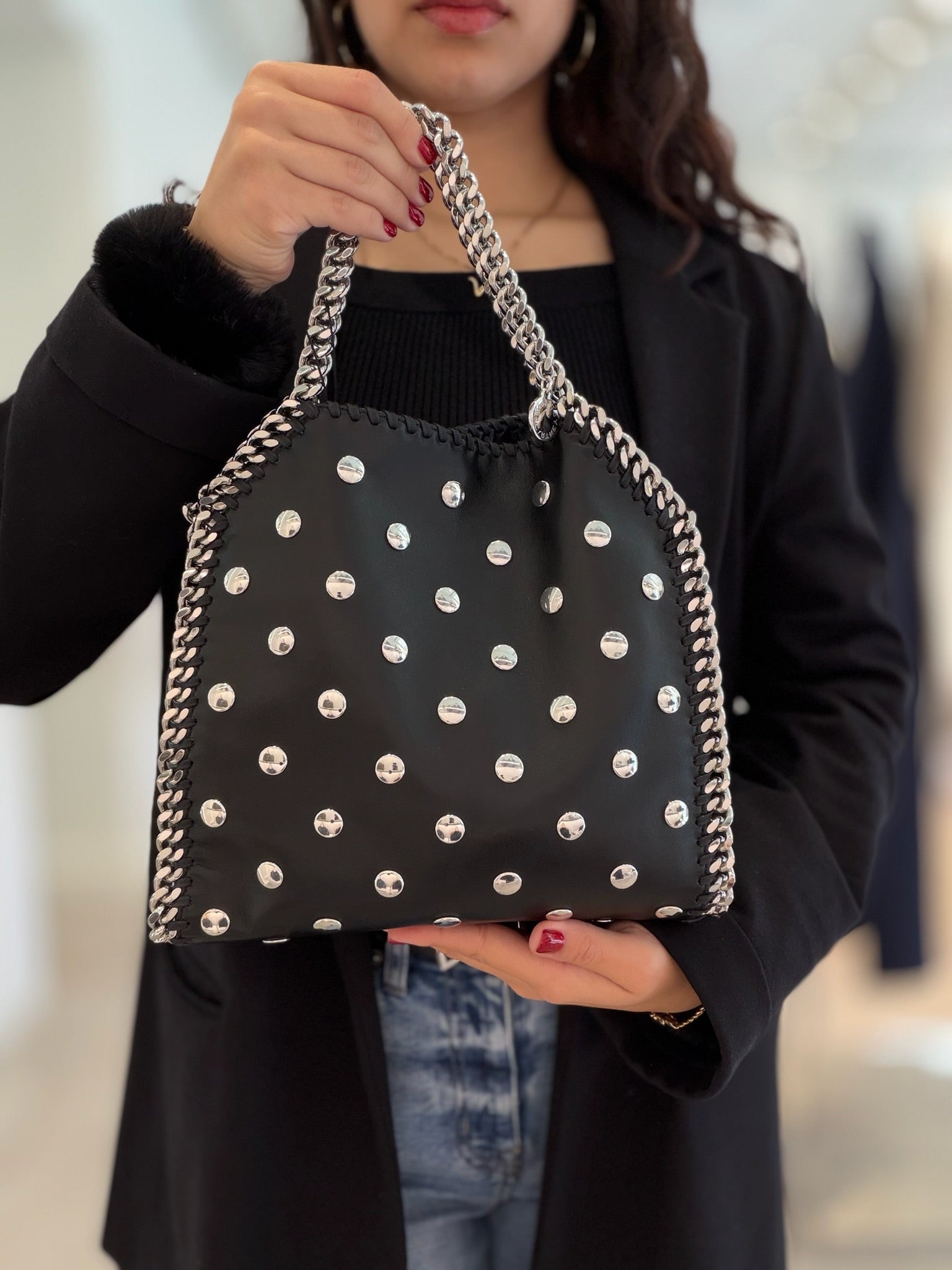 Stella McCartney Falabella Medium Studded - Black