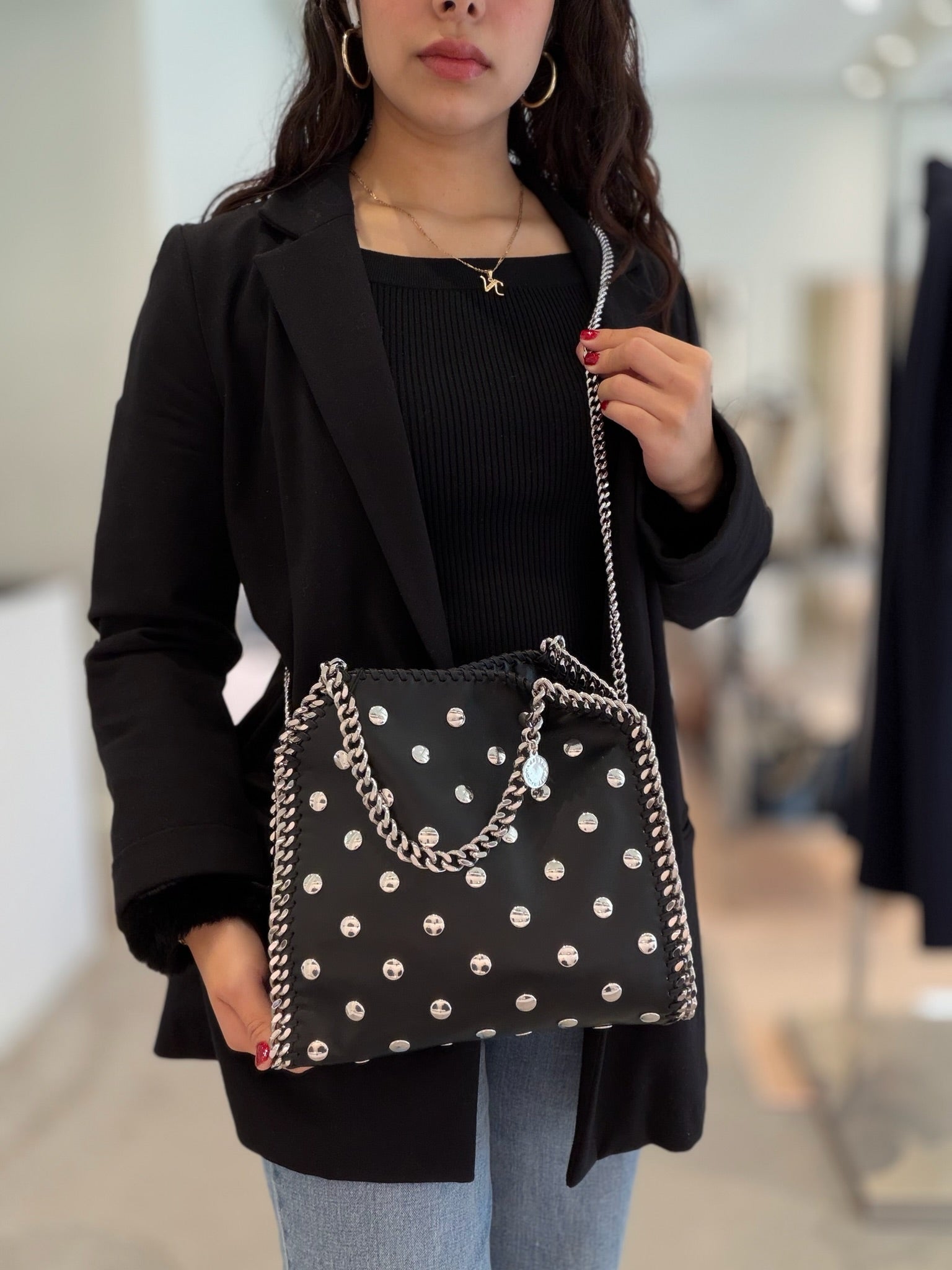 Stella McCartney Falabella Medium Studded - Black