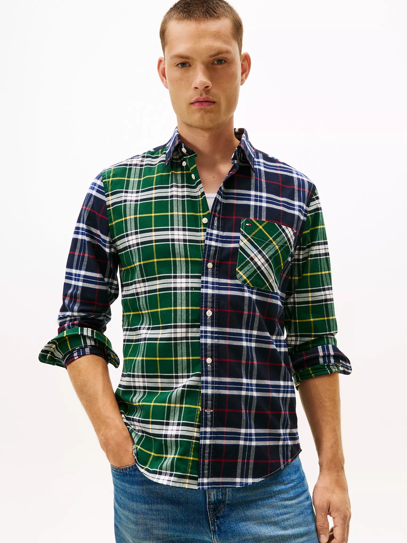 Navy/Ornamental Green Check
