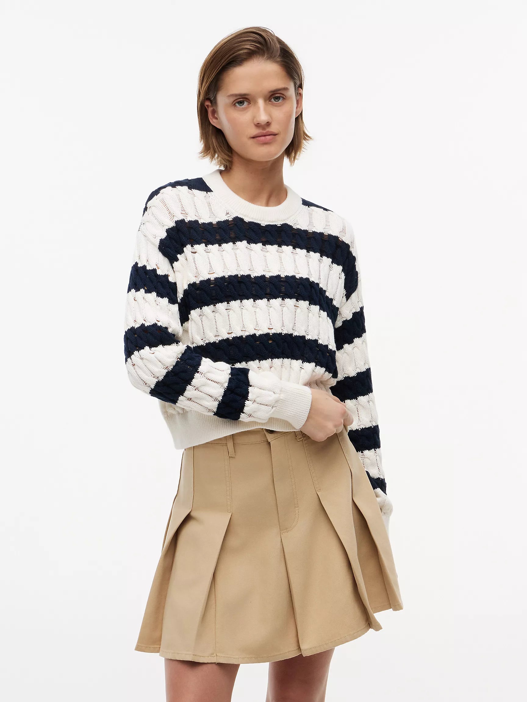 Navy Blue / Ecru Stripe