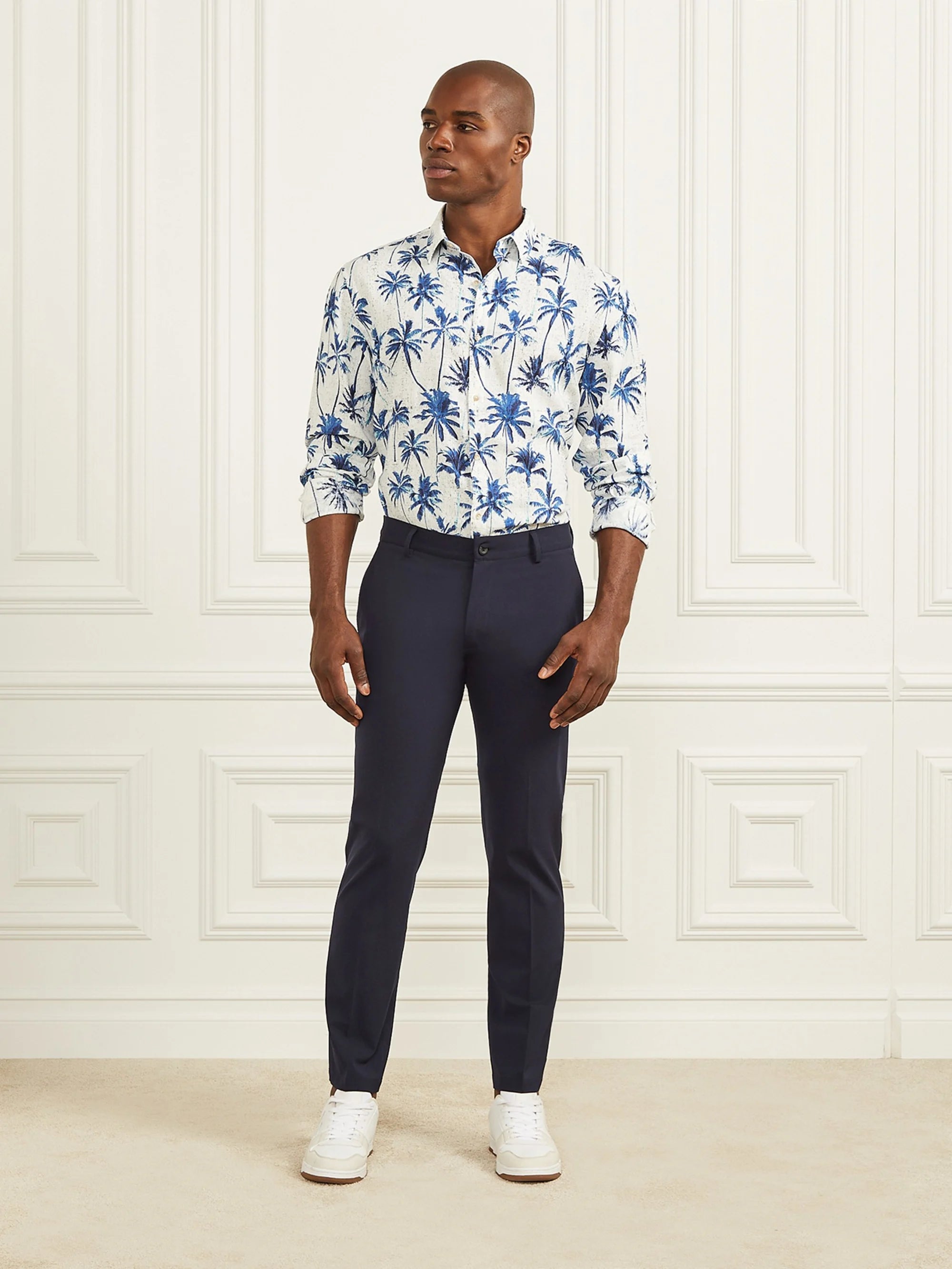 Blue Palm Print