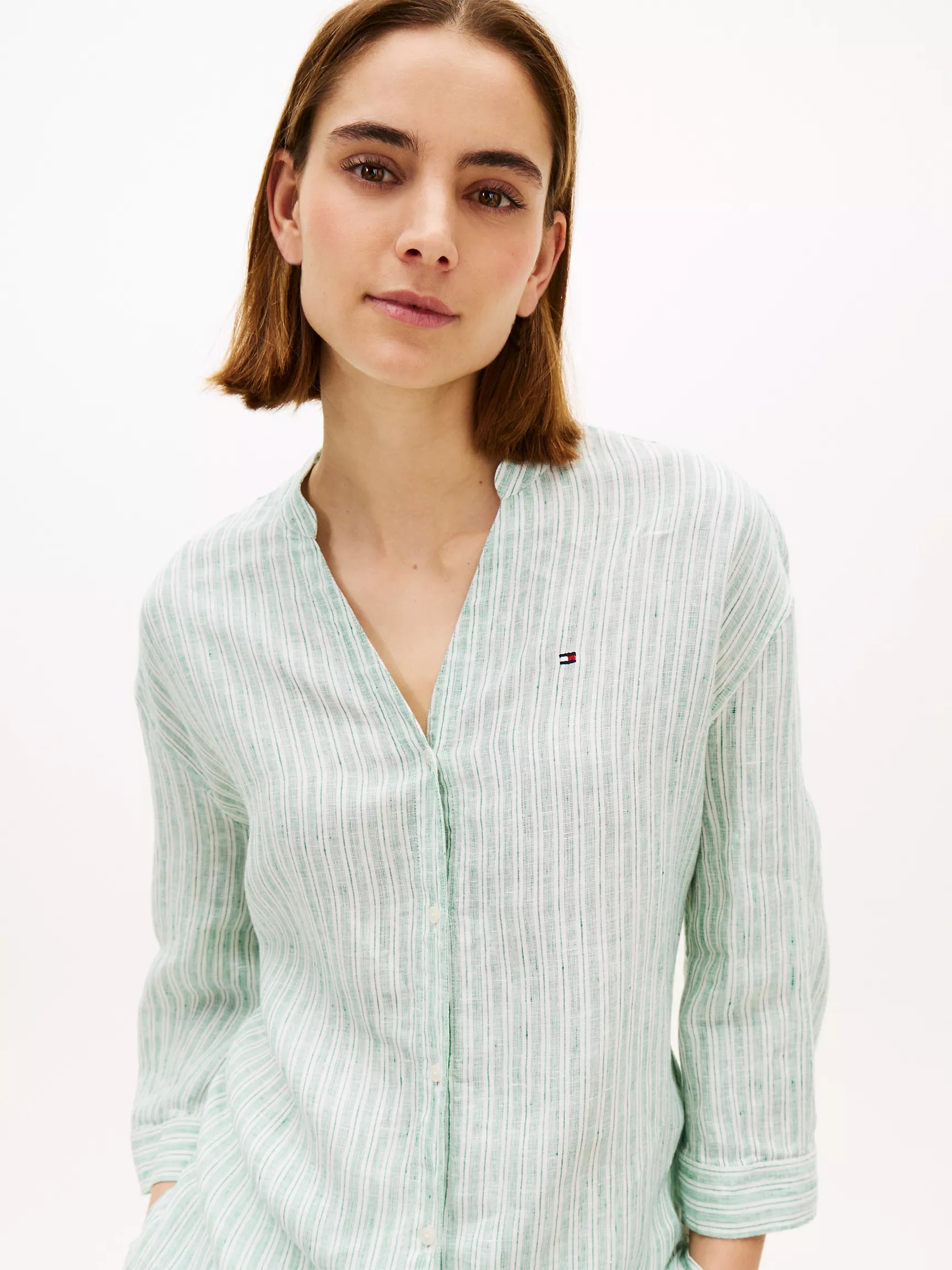 Chalk Stripe Ecru Courtside Green