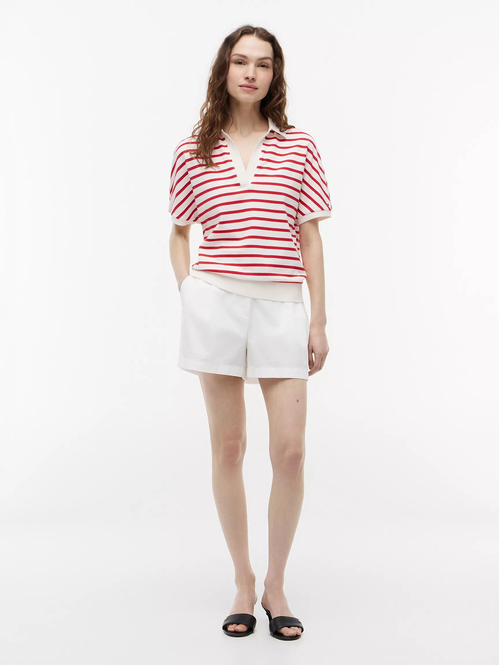 Ivory Silk / Red Stripe
