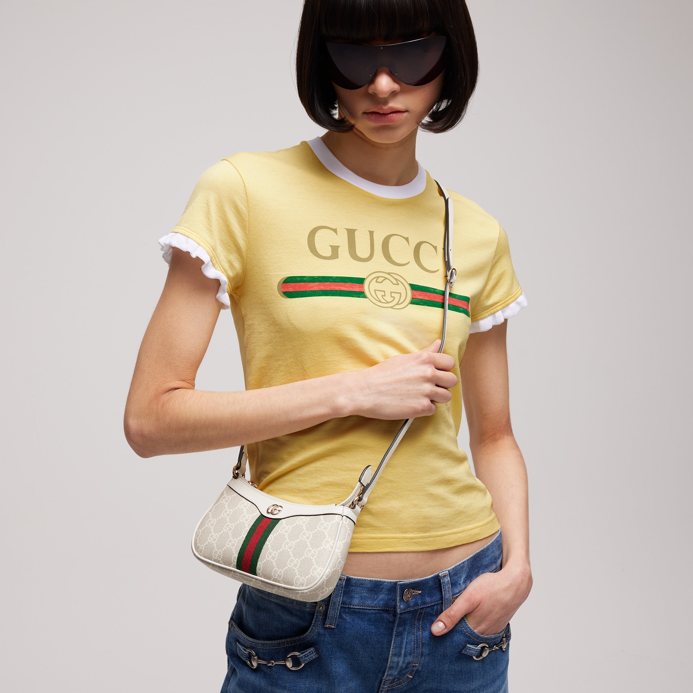 tela GG beige y blanco