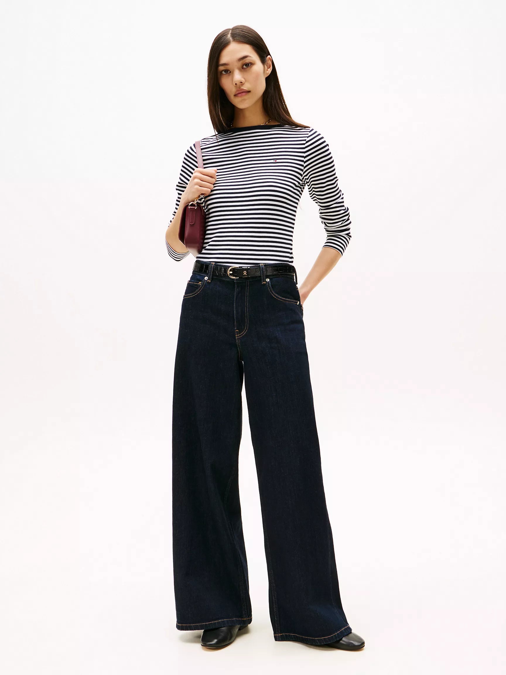 Ecru / Dark Blue Stripe