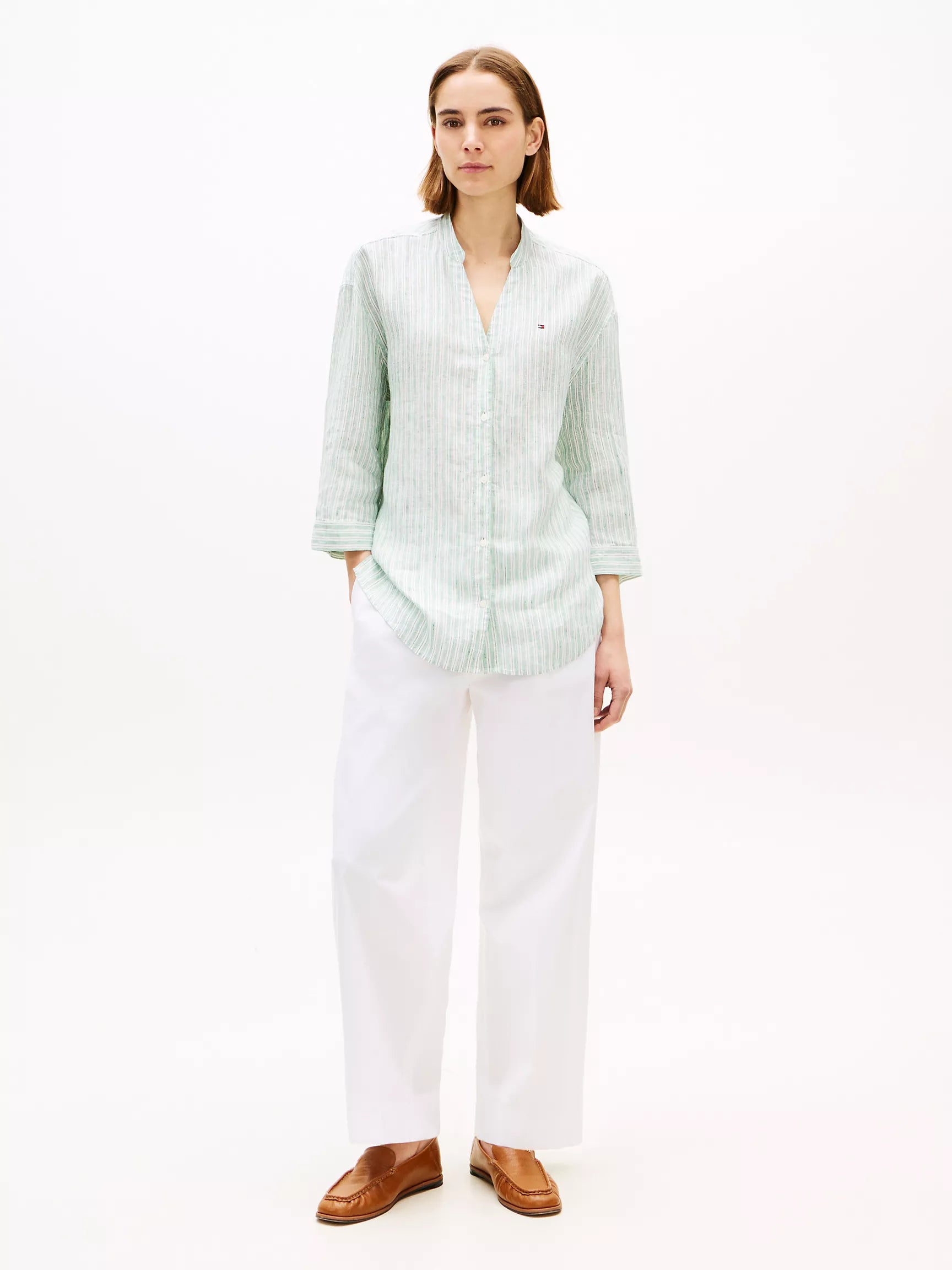 Chalk Stripe Ecru Courtside Green