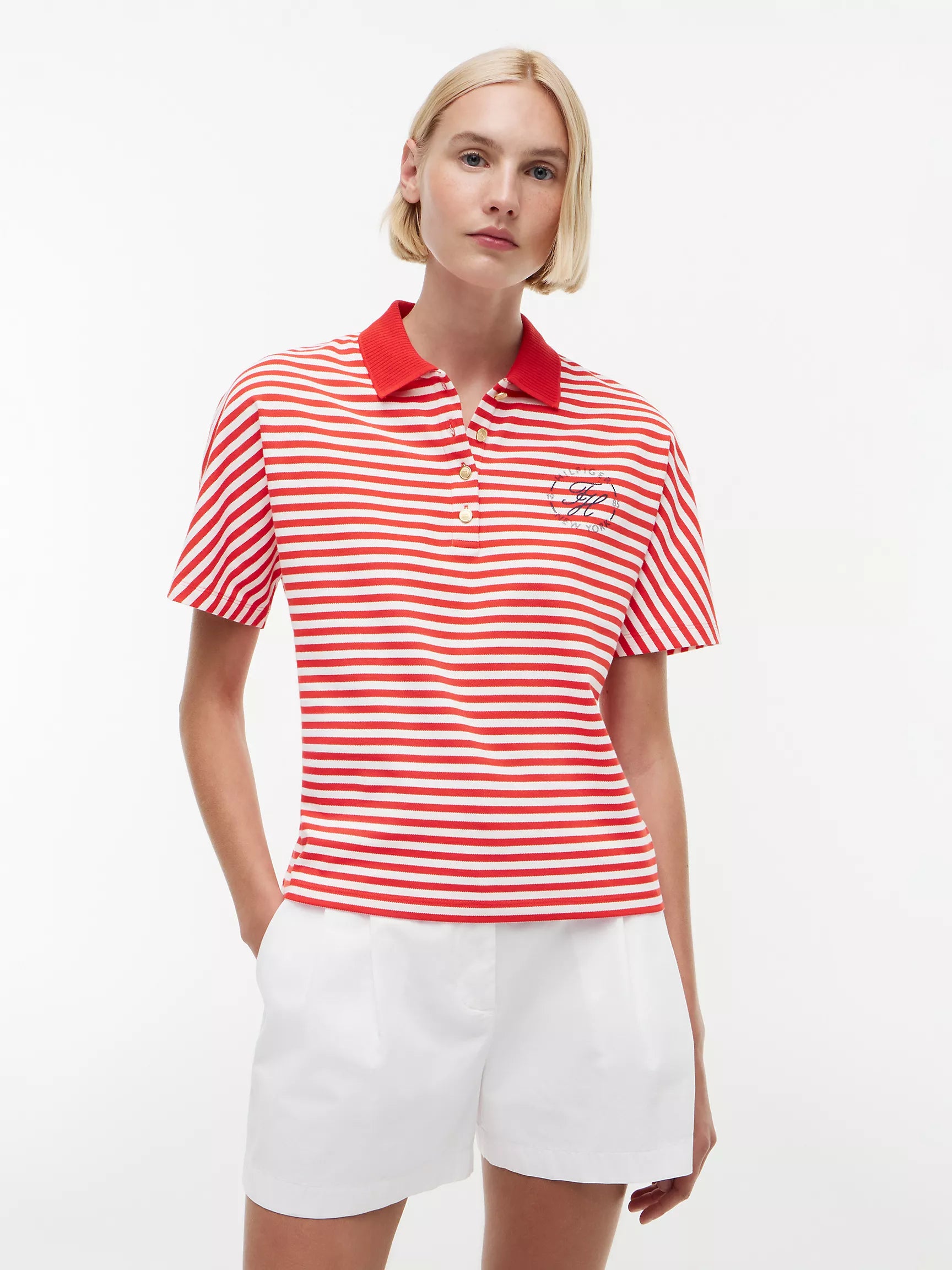 Fire Red / Ecru Stripe