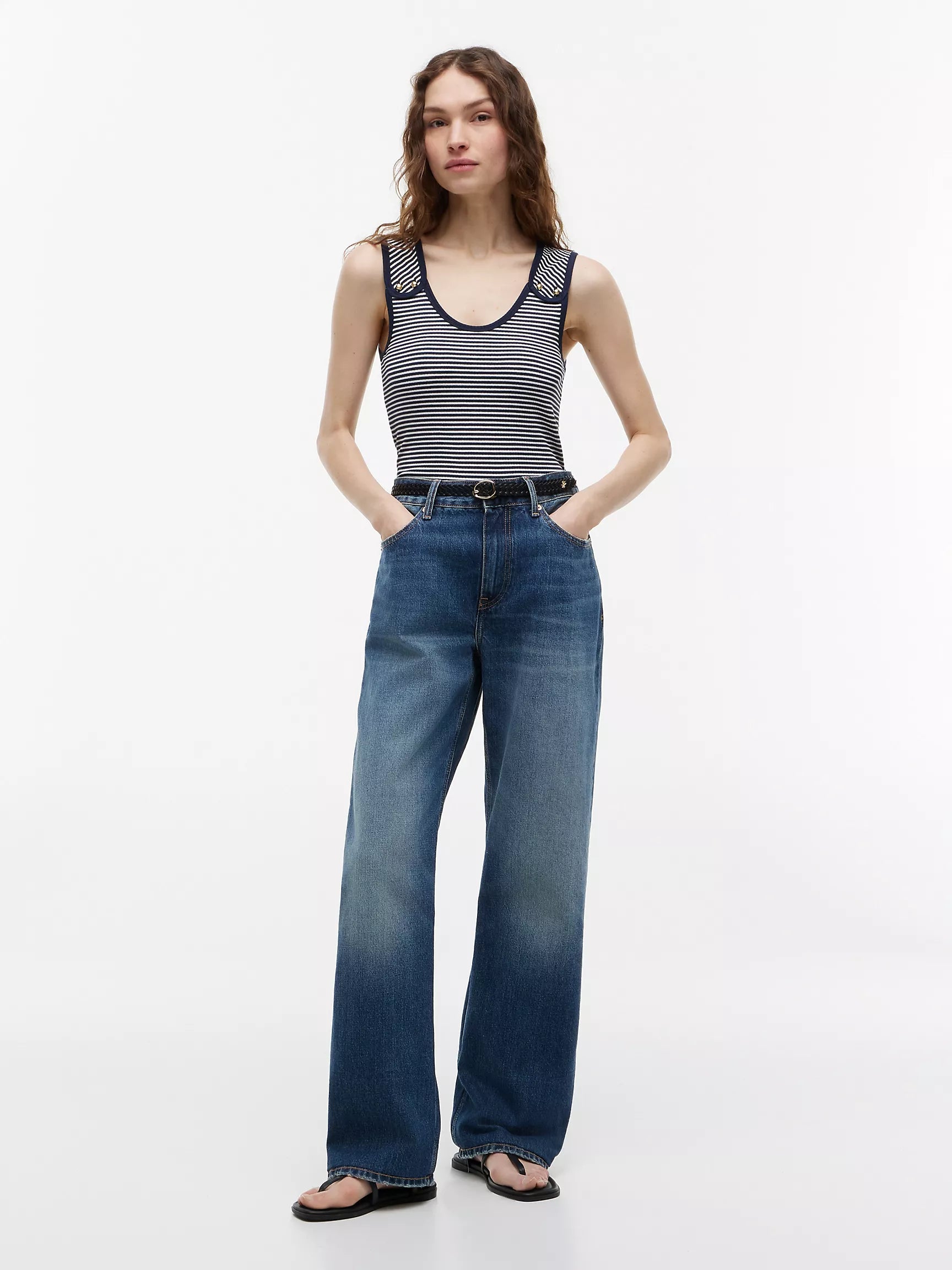 Navy Blue / Ecru Stripe