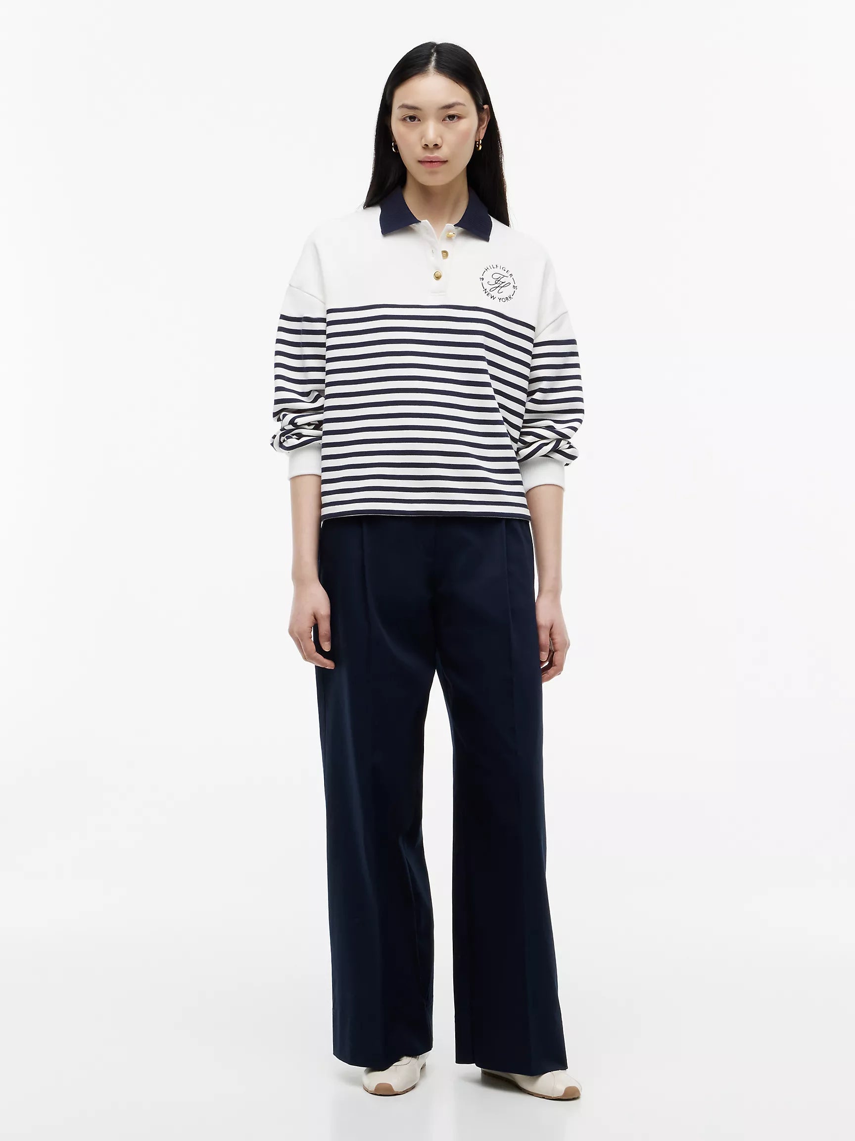 Ecru / Navy Blue Stripe