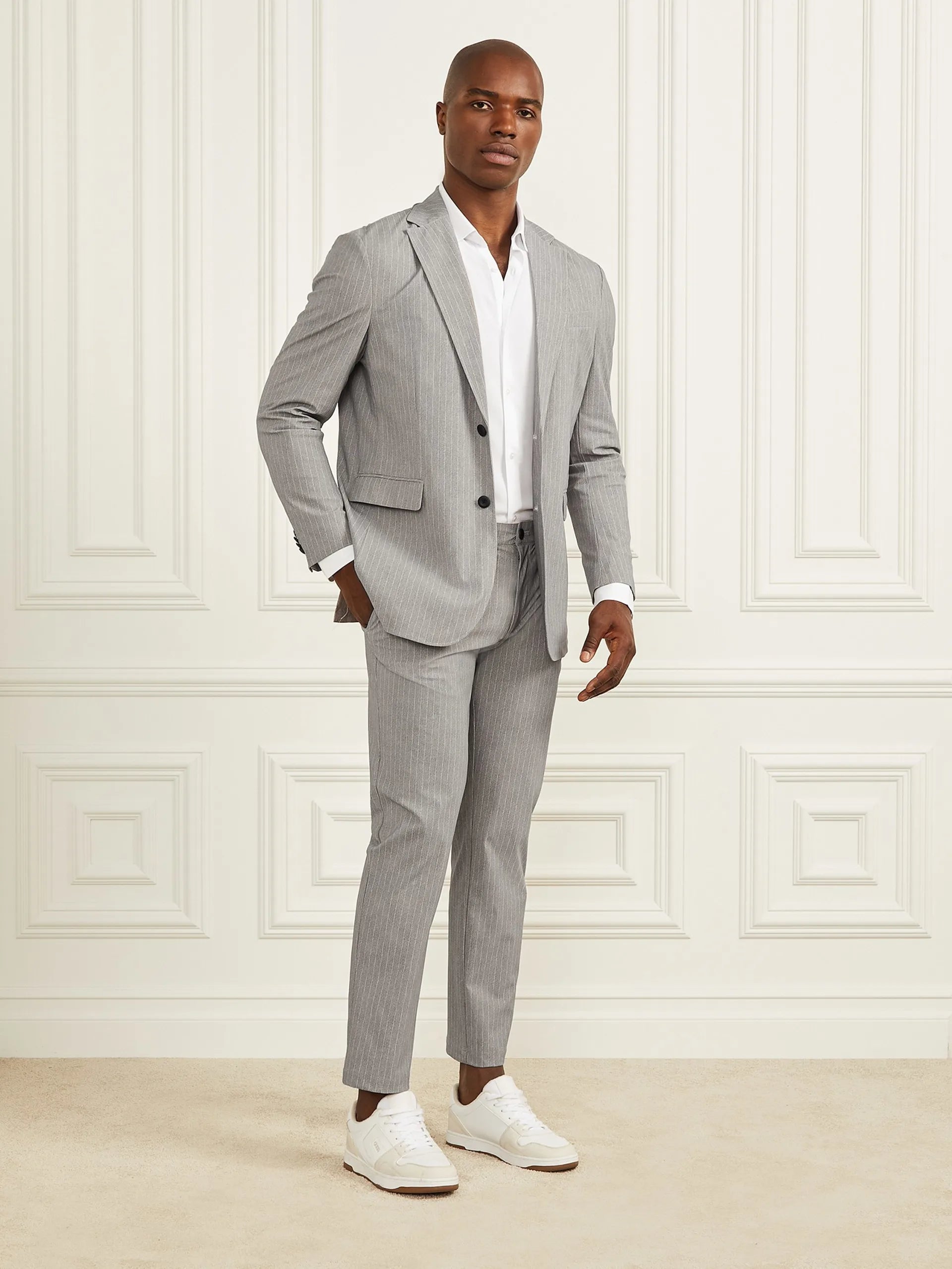 Light Wool Grey Pinstripe