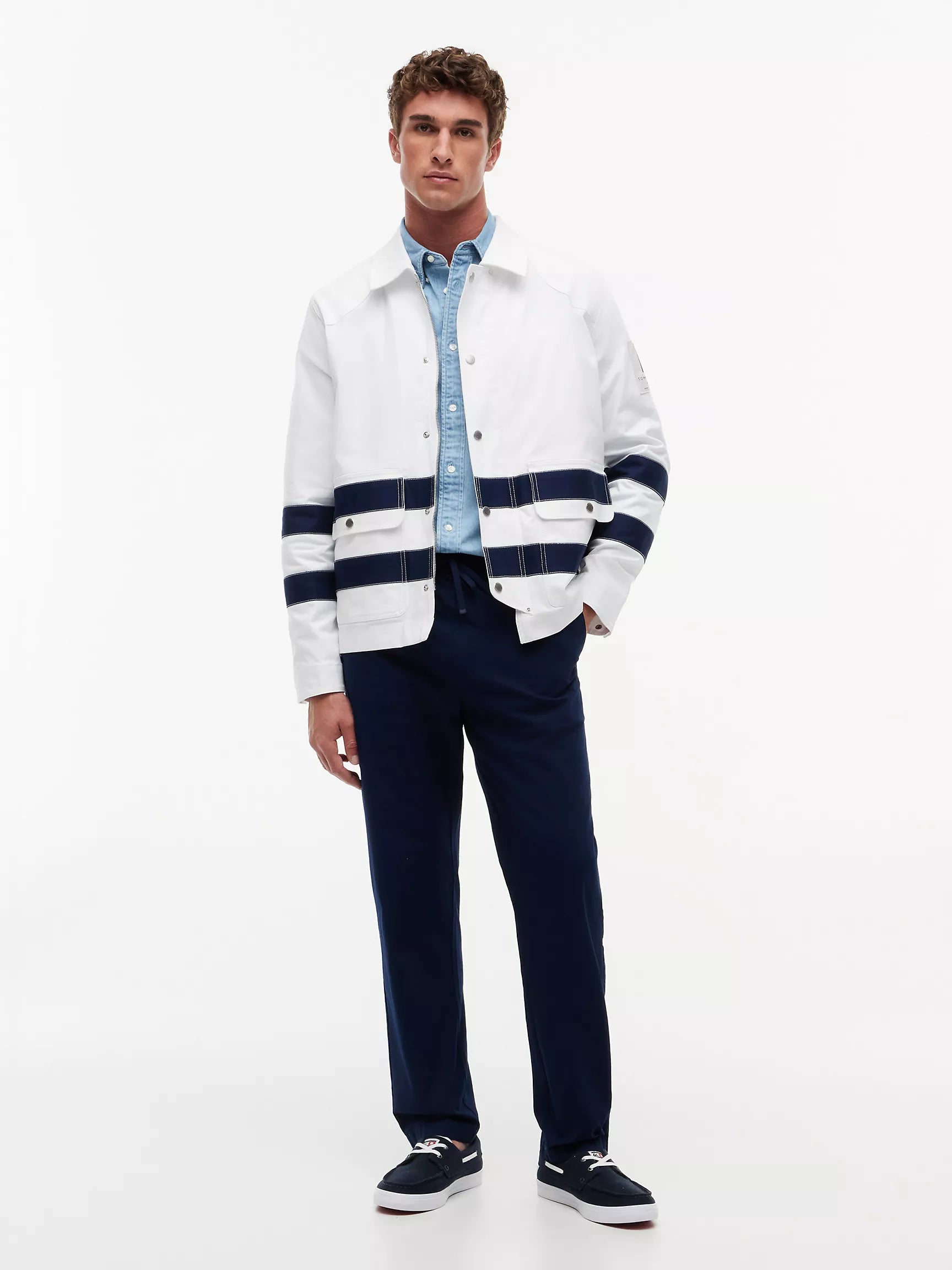 White/Navy Stripe