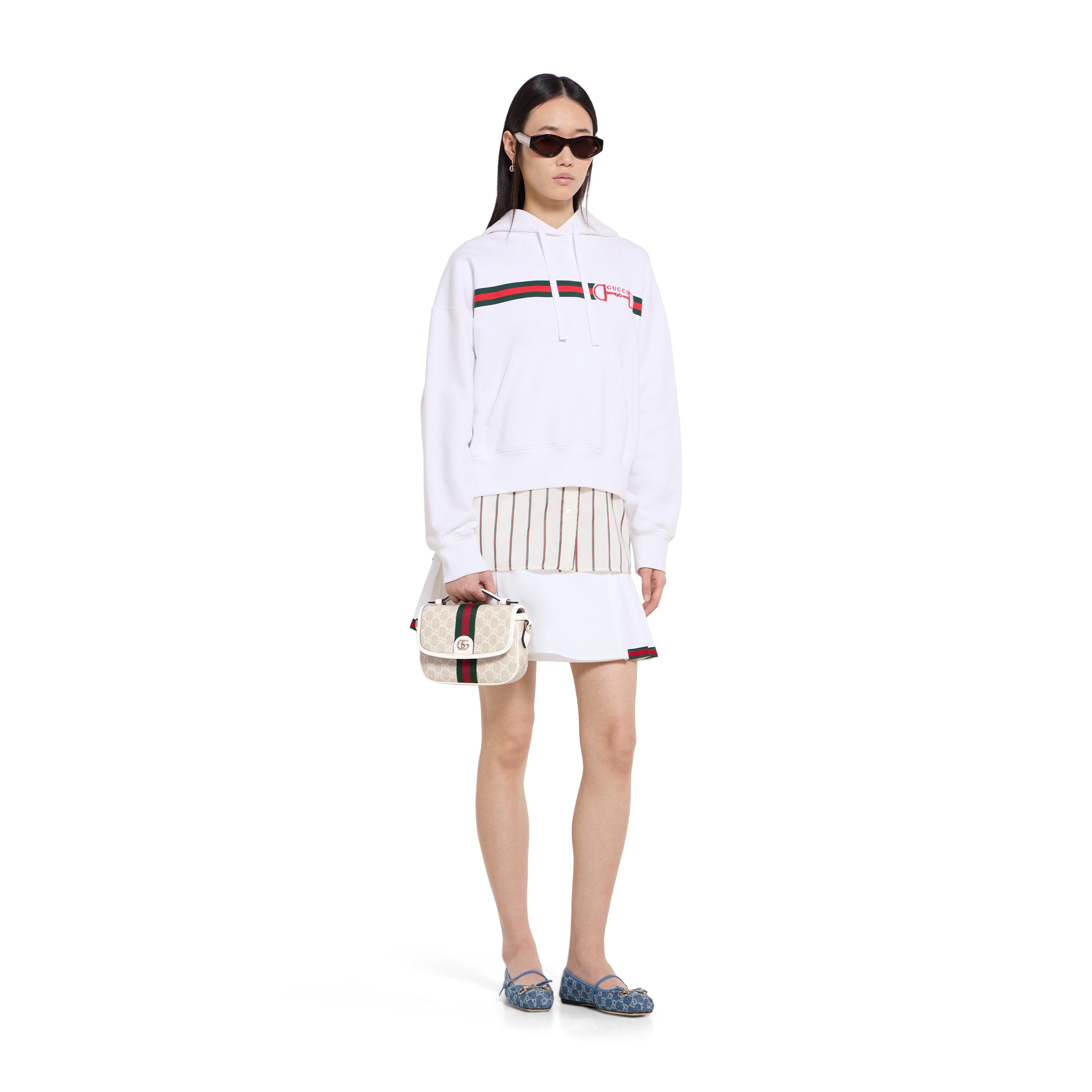tejido beige y blanco con GG