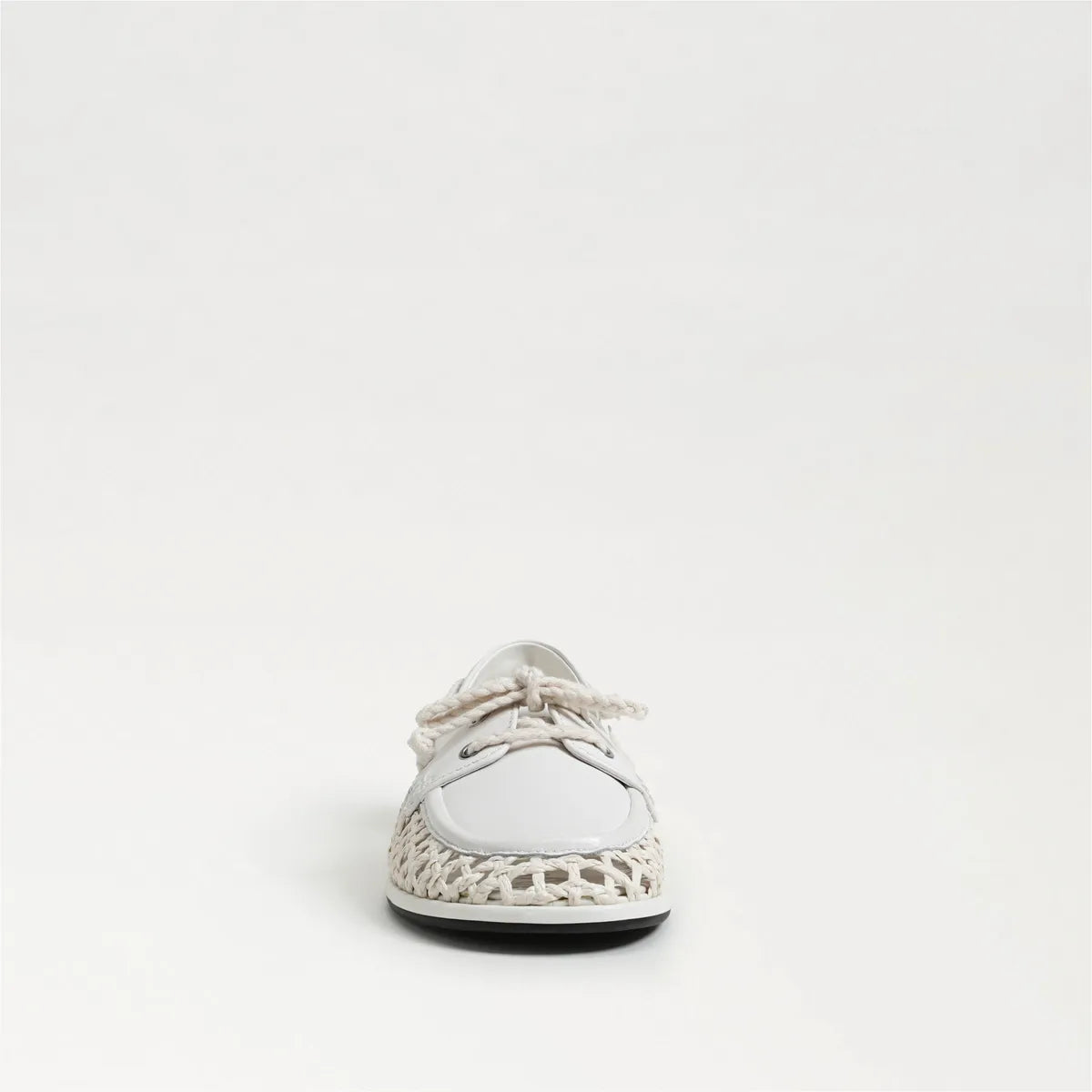 Bright White Leather/Woven Fabric