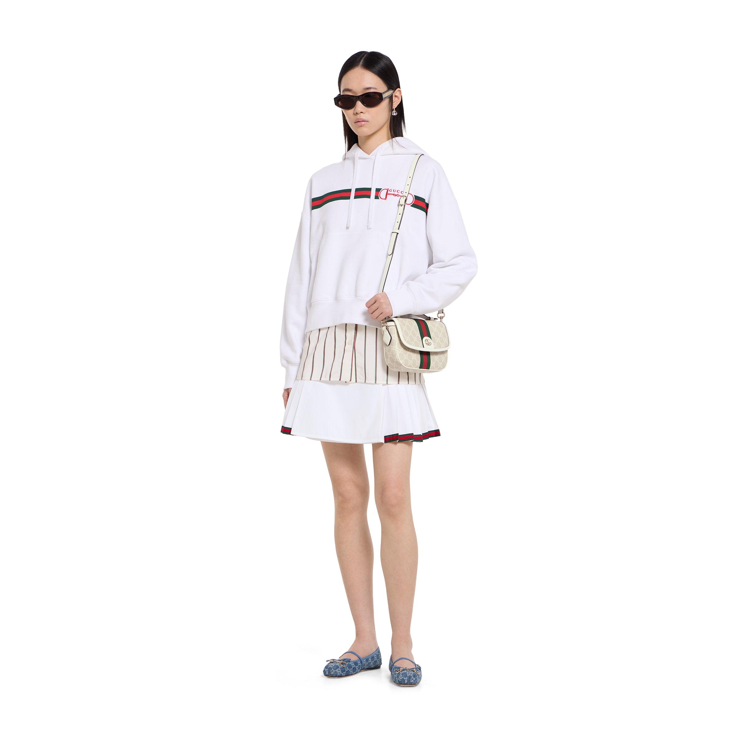 tejido beige y blanco con GG