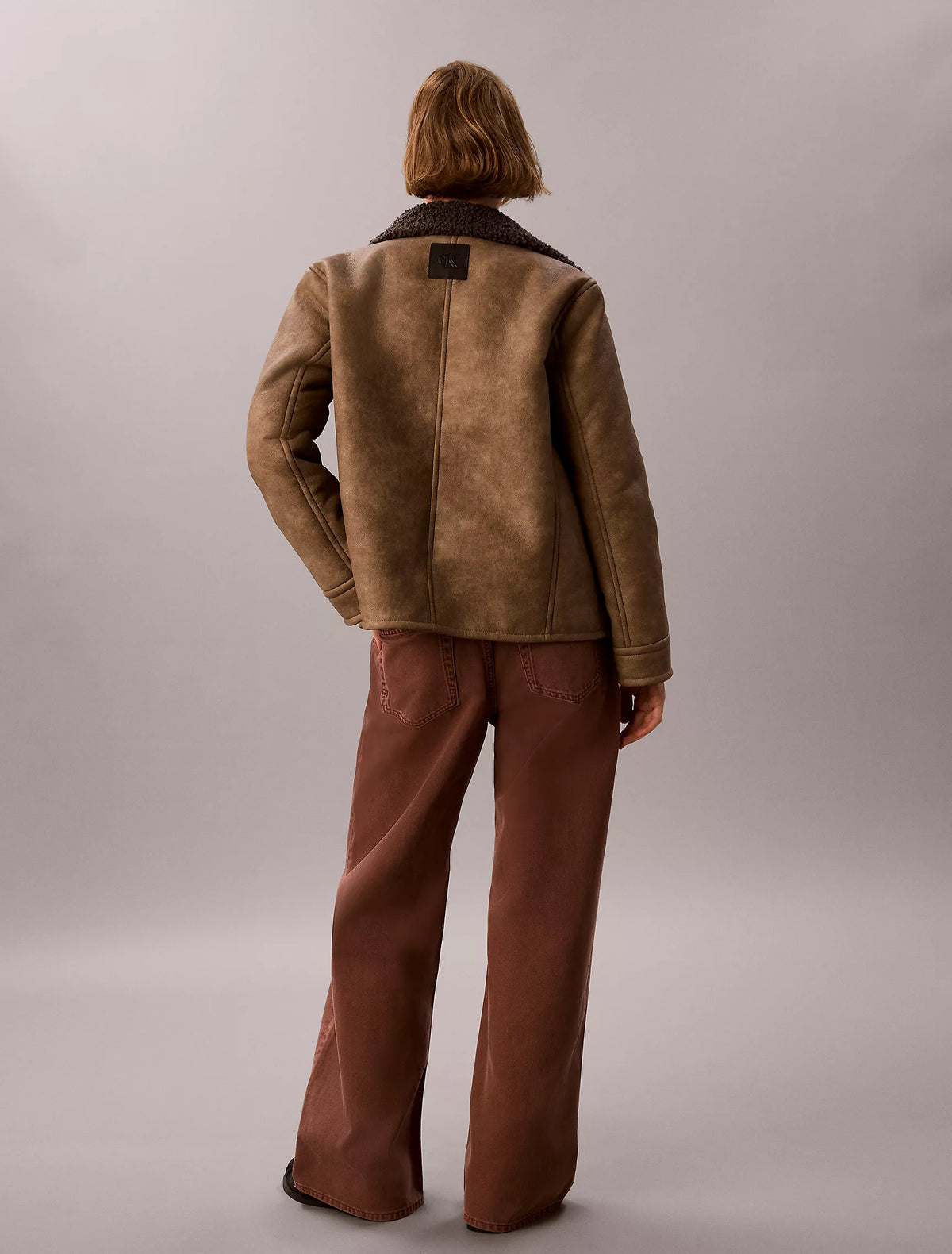 Brown Leather With Grey Shearling