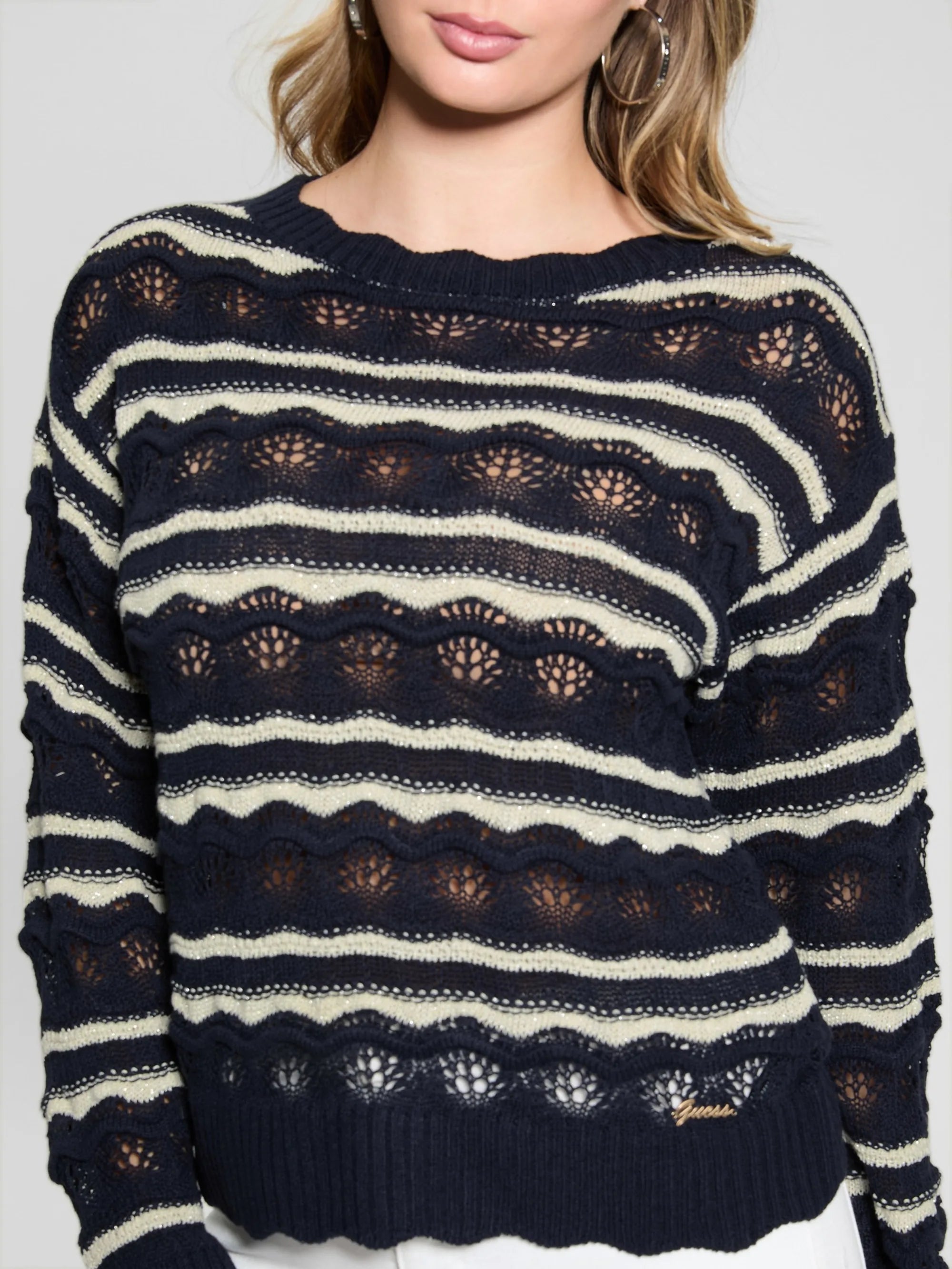 Blue W/Cream White Lurex