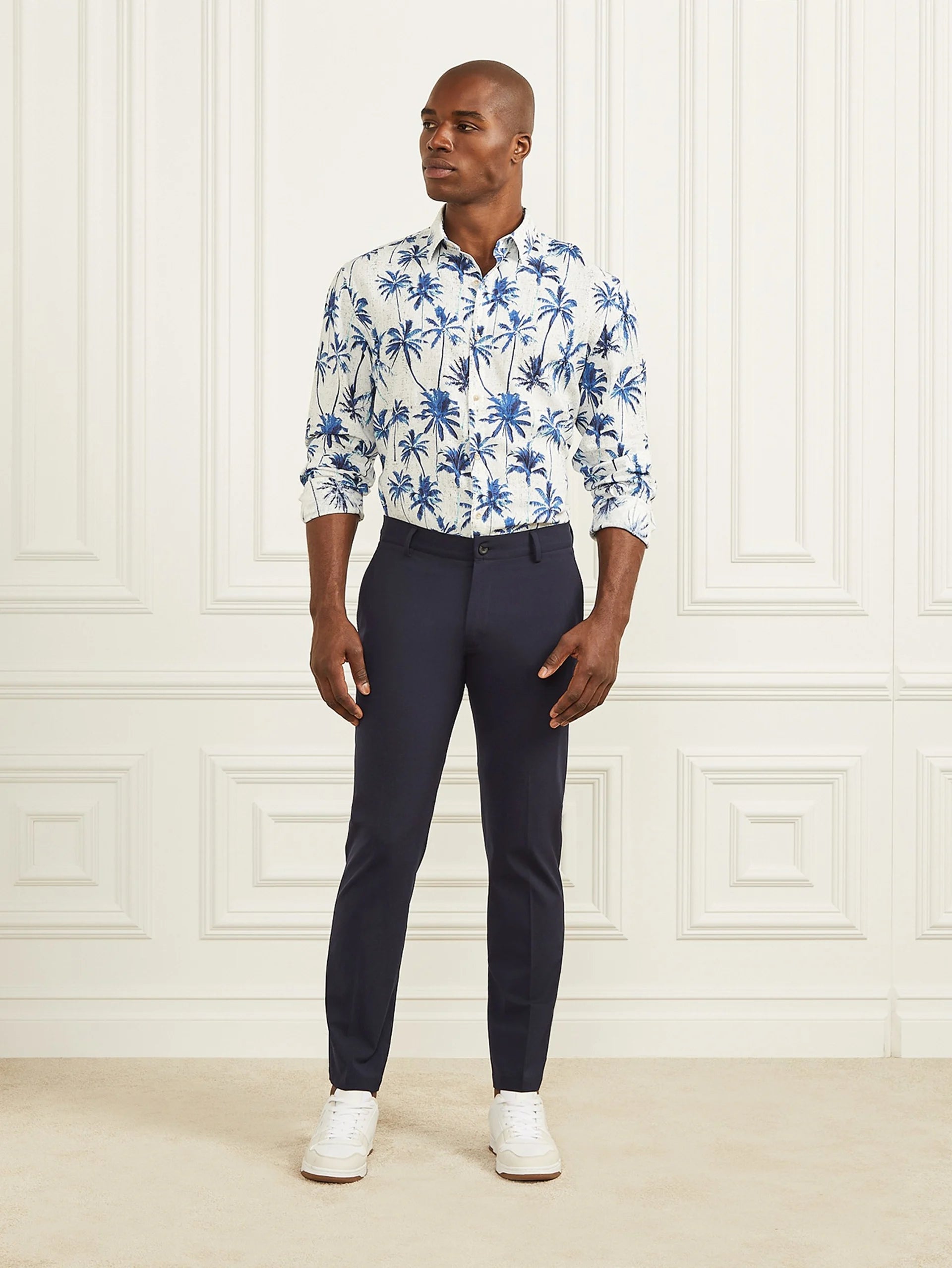 Blue Palm Print
