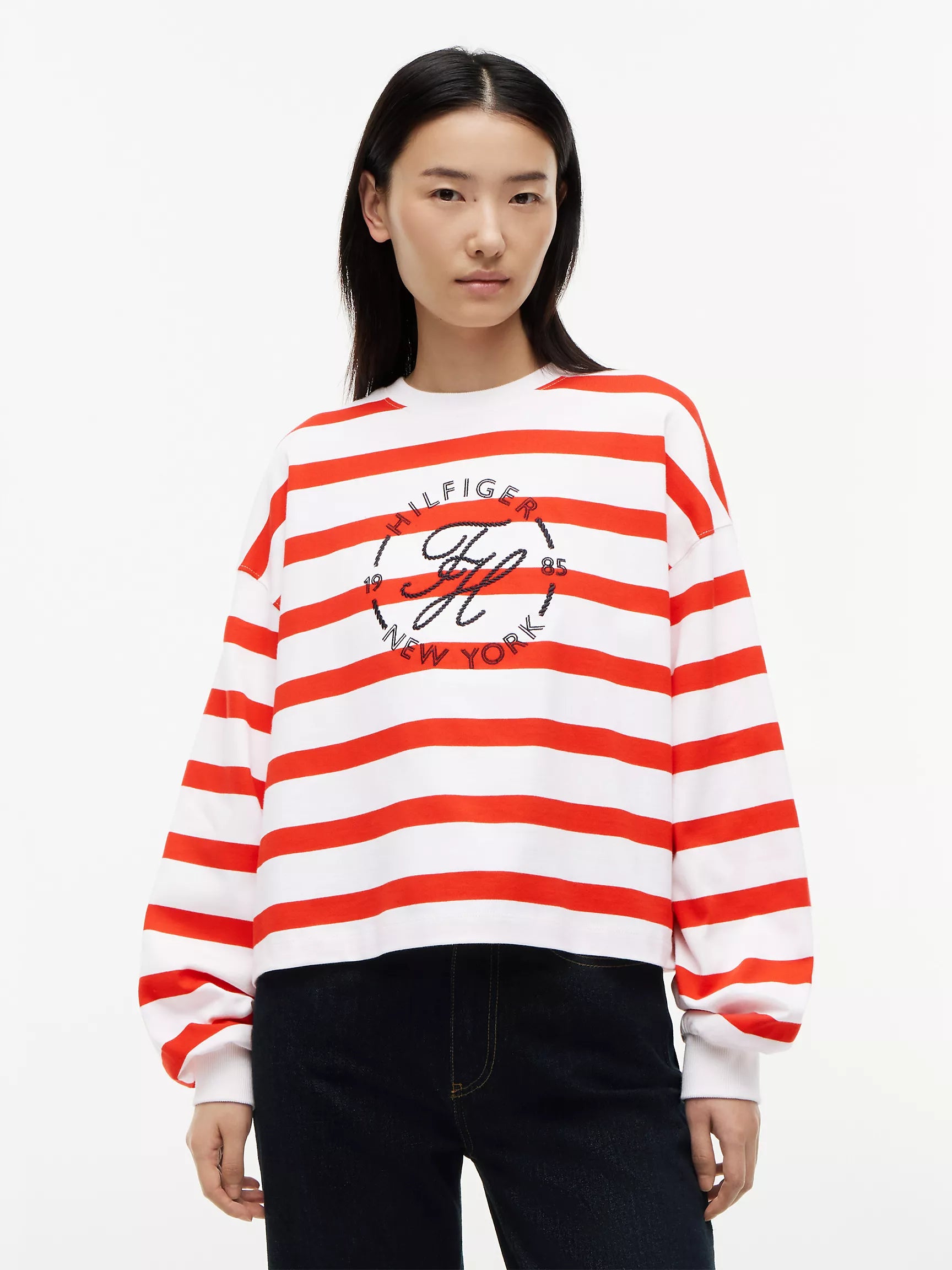 Fire Red / Ecru Stripe