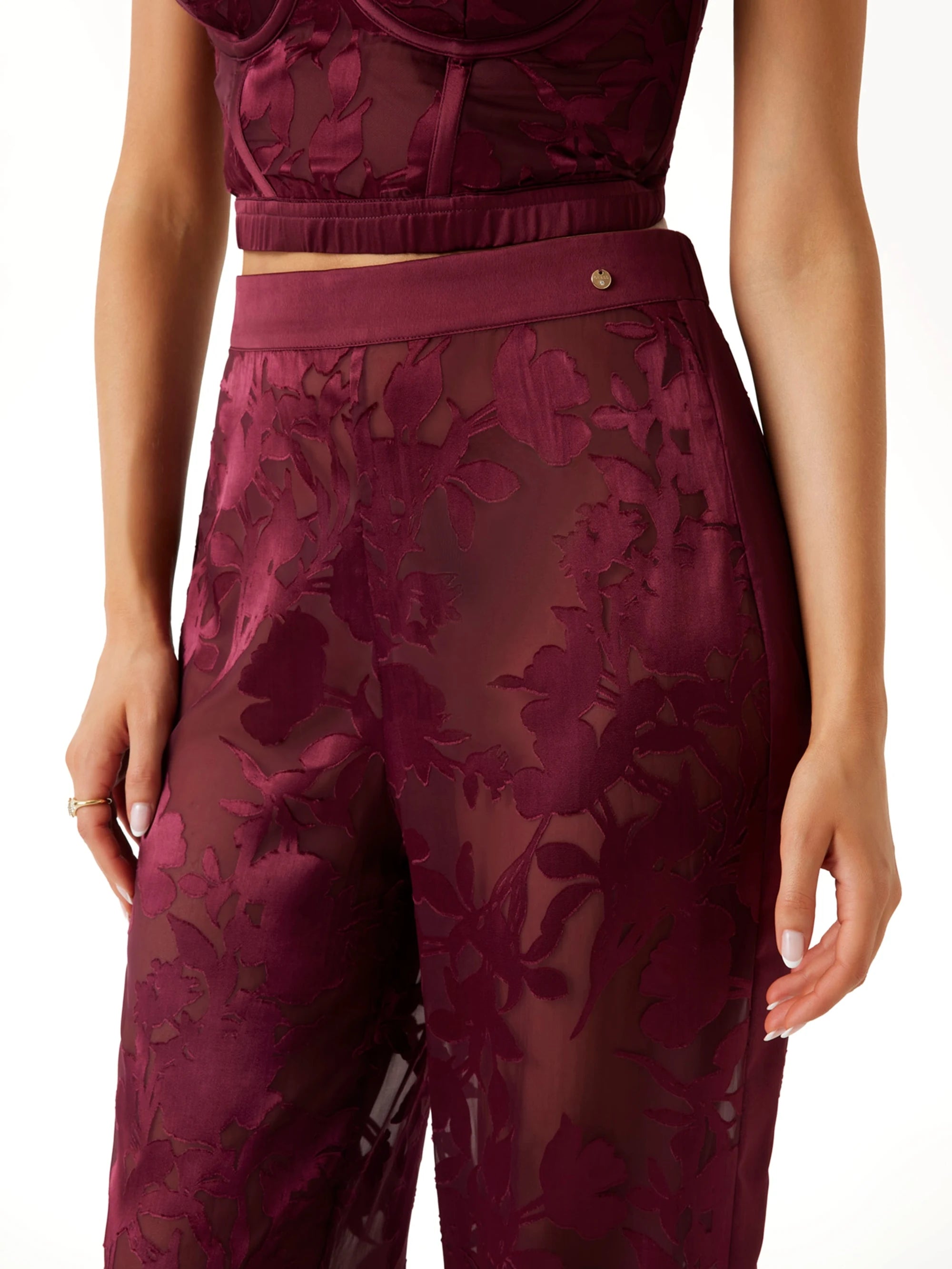 Floral Devore Maroon Noir