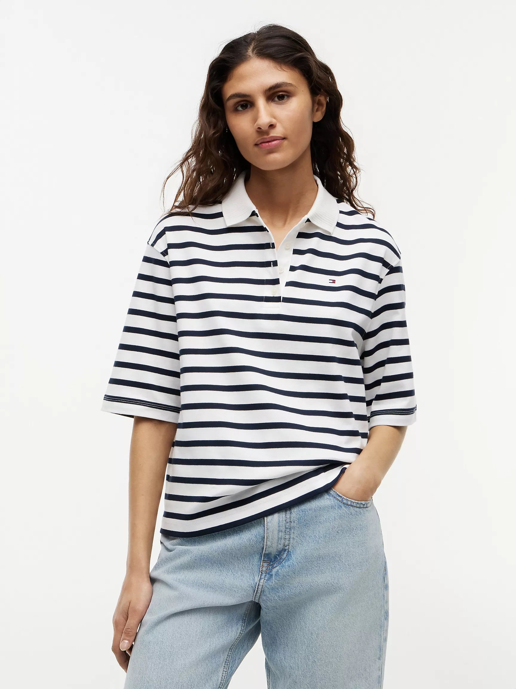 Navy Blue / Ecru Stripe