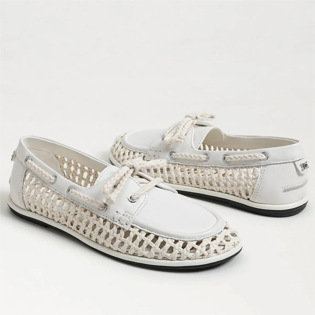 Bright White Leather/Woven Fabric
