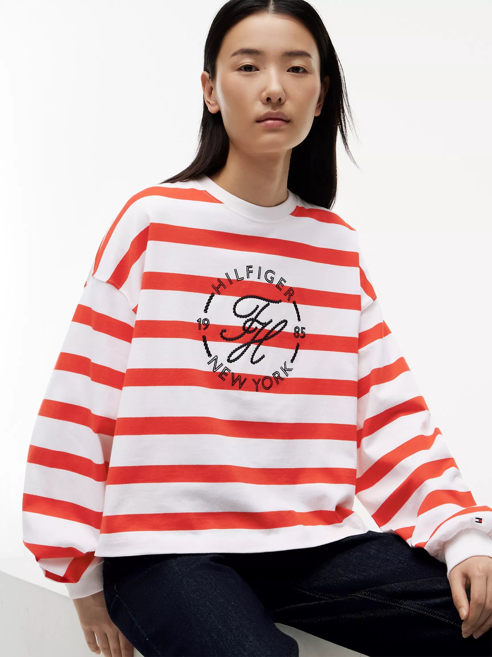 Fire Red / Ecru Stripe