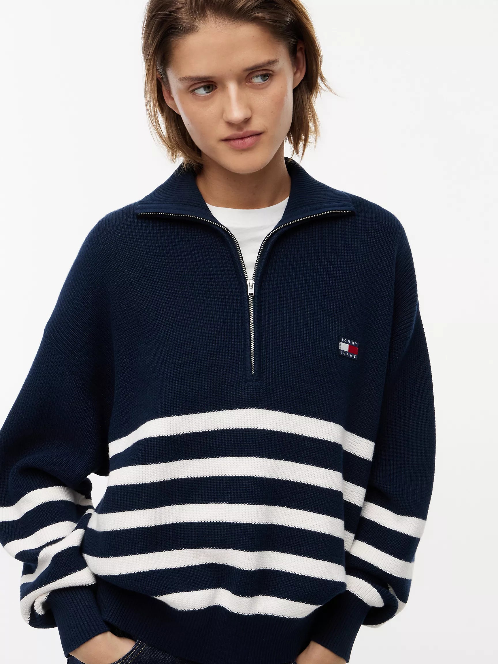 Navy Blue / Ecru Stripe