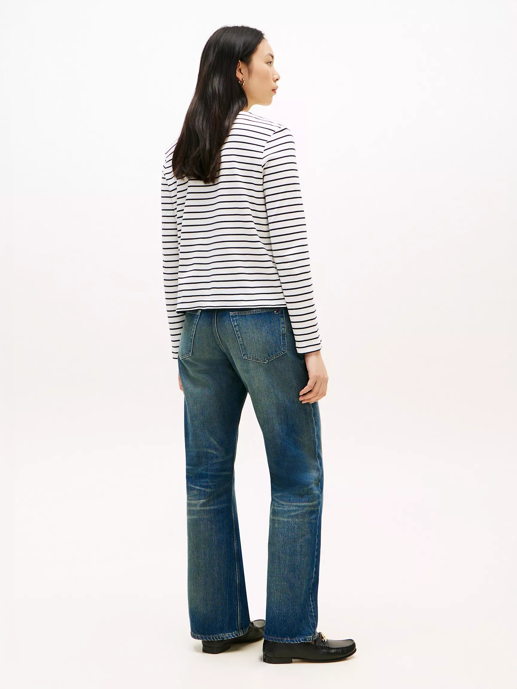 Ivory Silk / Navy Stripe