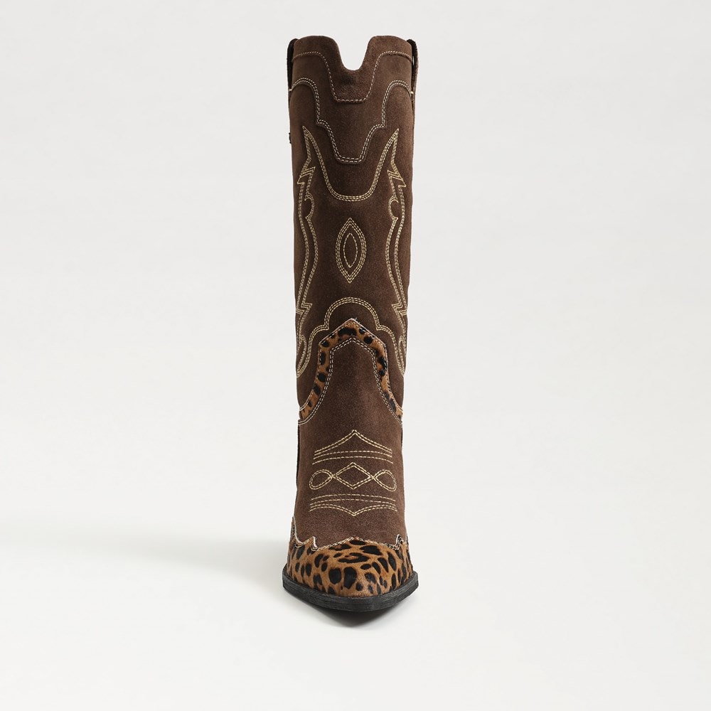 Chocolate/Tan Leopard Suede