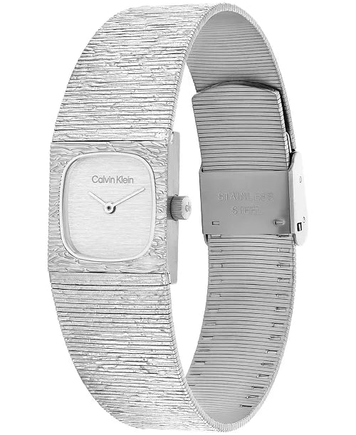 Sophisticated Square Silver Tone Stainless Steel Bracelet Watch, 20mm