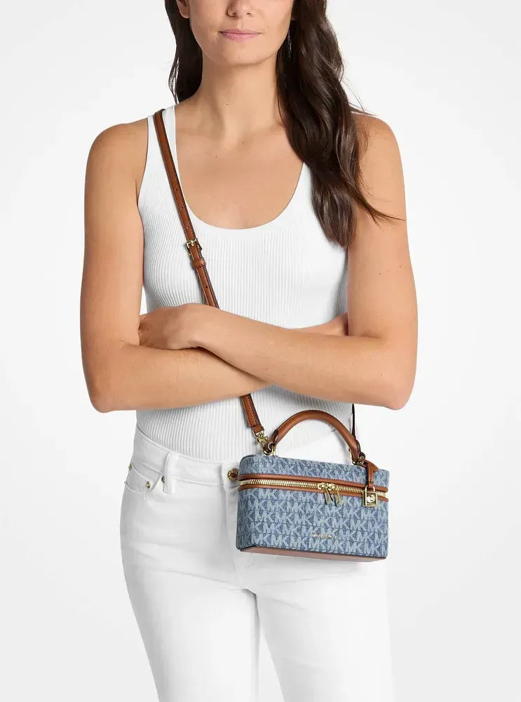 Jana Extra-Small Signature Logo Print Denim Convertible Crossbody Bag