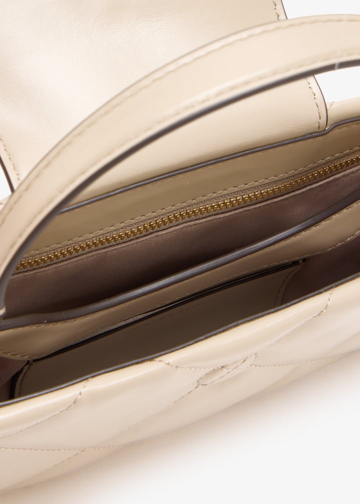 Kira diamond quilt East West top handle bag