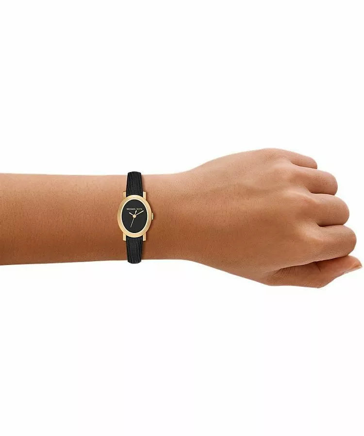 Michael Kors Petite Maude Gold-Tone and Lizard Embossed Leather Watch – MK7585