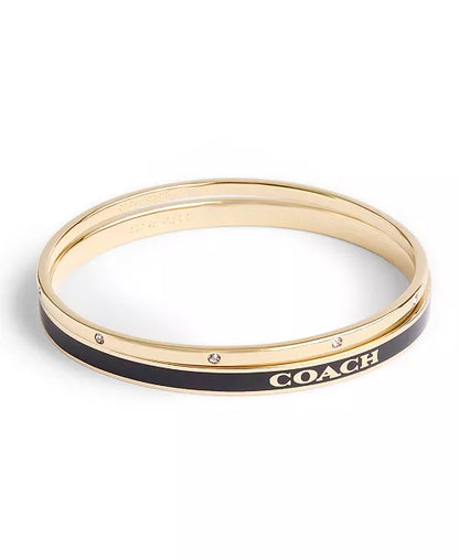 Faux Stone Enamel Signature Bangle Bracelet Set
