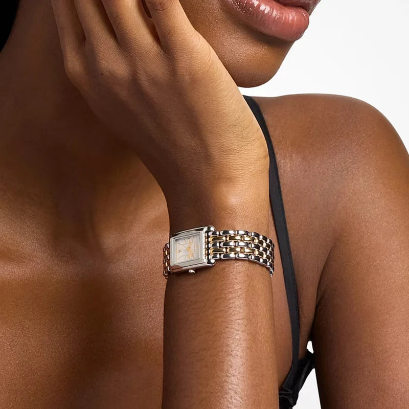 Michael Kors Women's Silver & Rose Gold Watch, Silver Dial