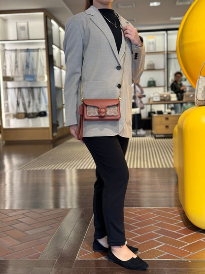 tabby chain clutch in signature canvas