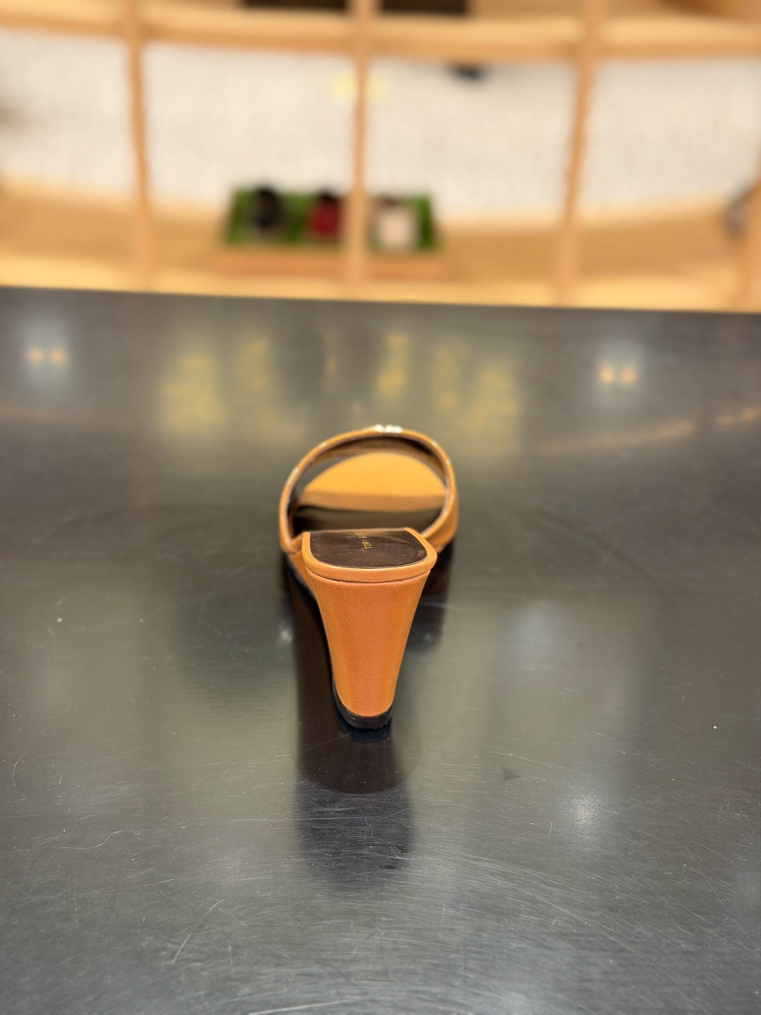 Everly Wedge Leather Sandal in Tan