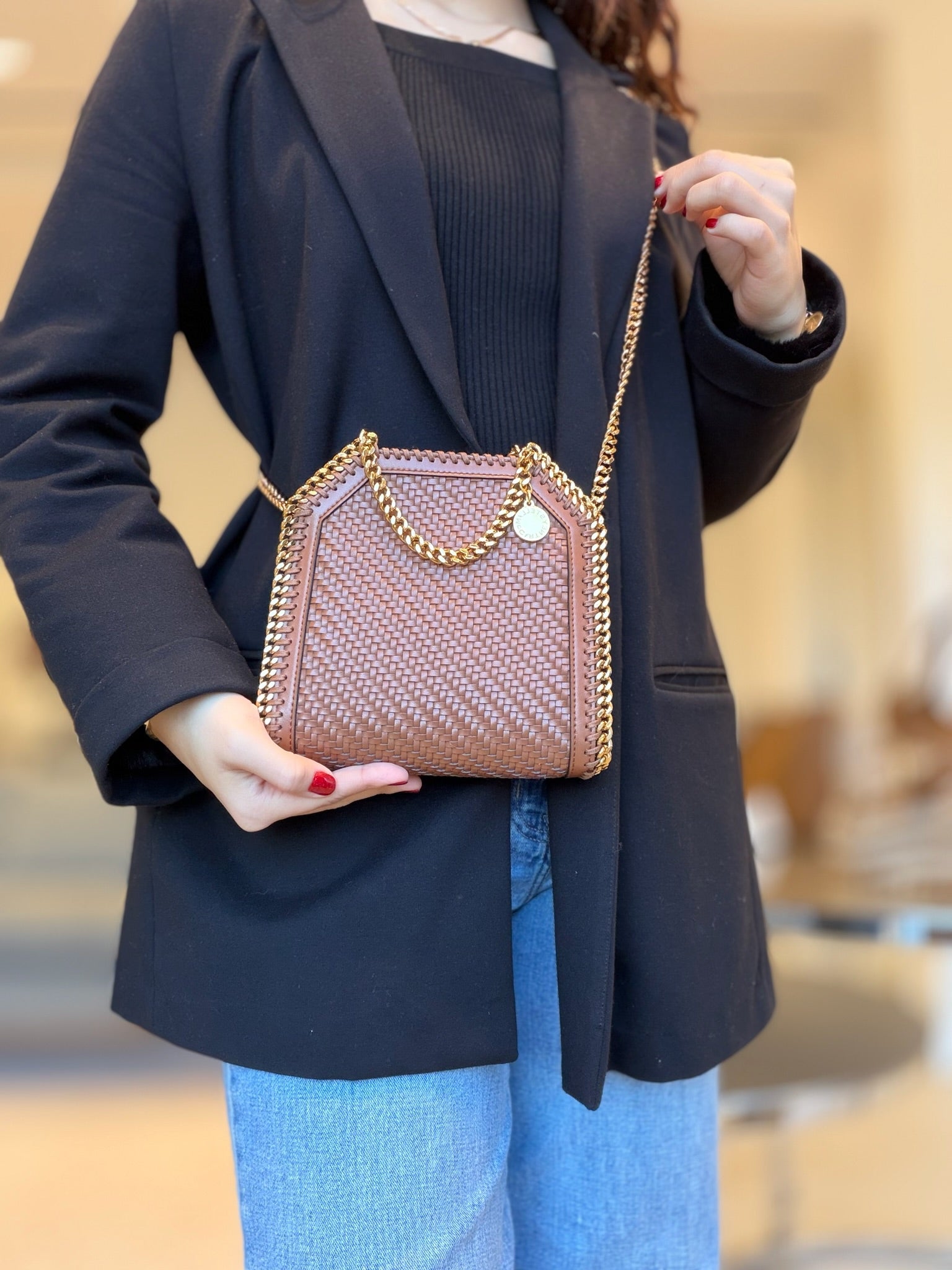 Falabella Woven Tiny Tote Bag