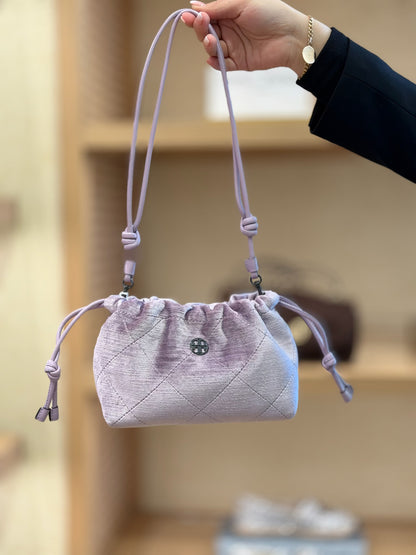 Willa Velvet E/W Drawstring Bag
