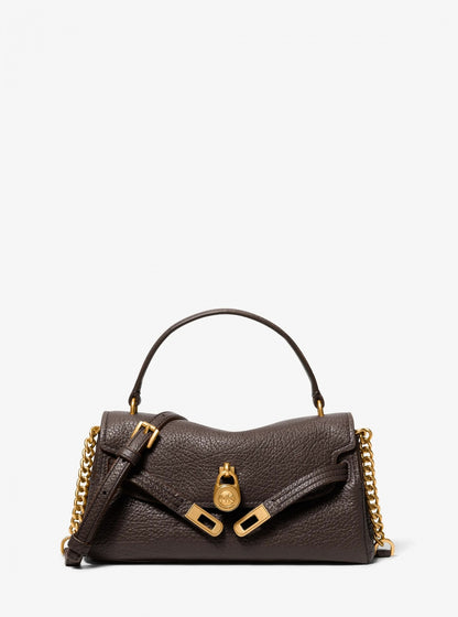 Dark brown Hamilton Moderne Extra-Small Textured Leather Slouchy Crossbody Bag
