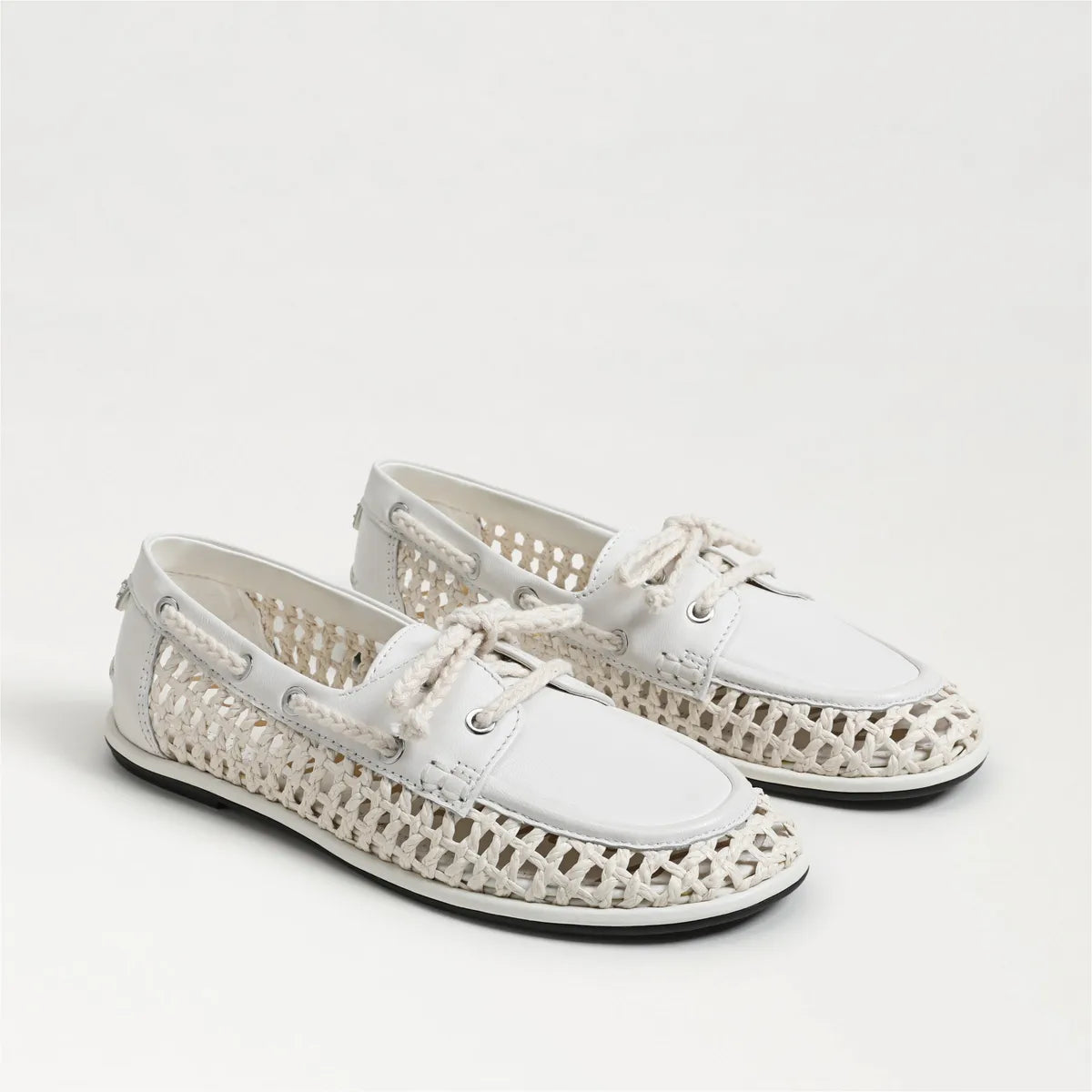Bright White Leather/Woven Fabric
