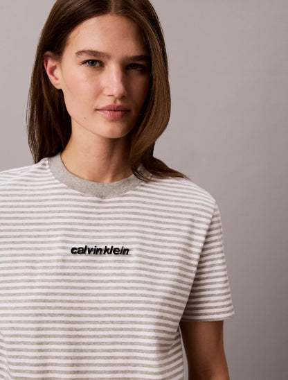 Grey Heather + Bright White Stripe