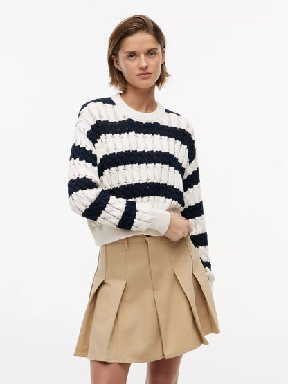 Navy Blue / Ecru Stripe